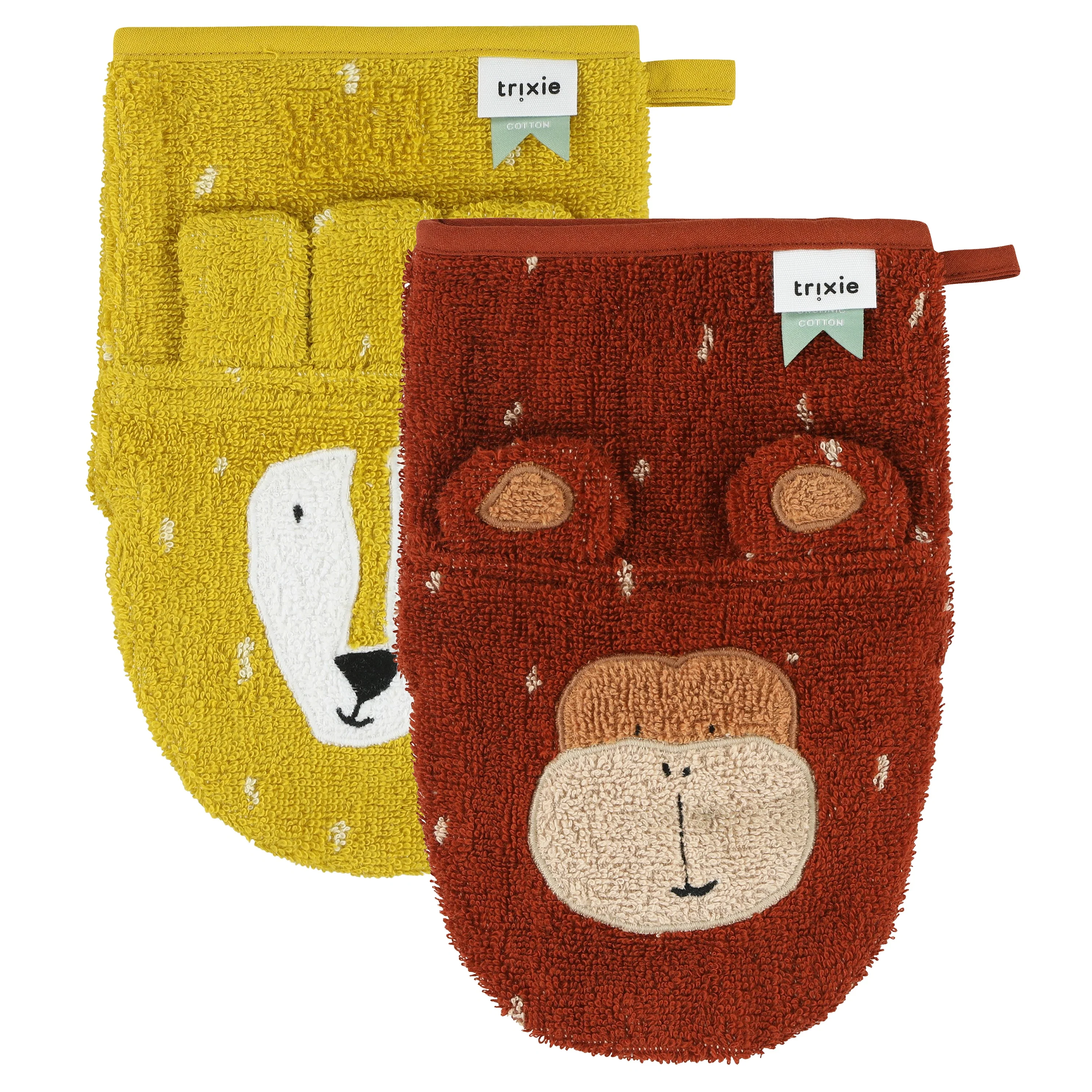 Organic Washcloths 2-Pack | Mr. Lion - Mr. Monkey