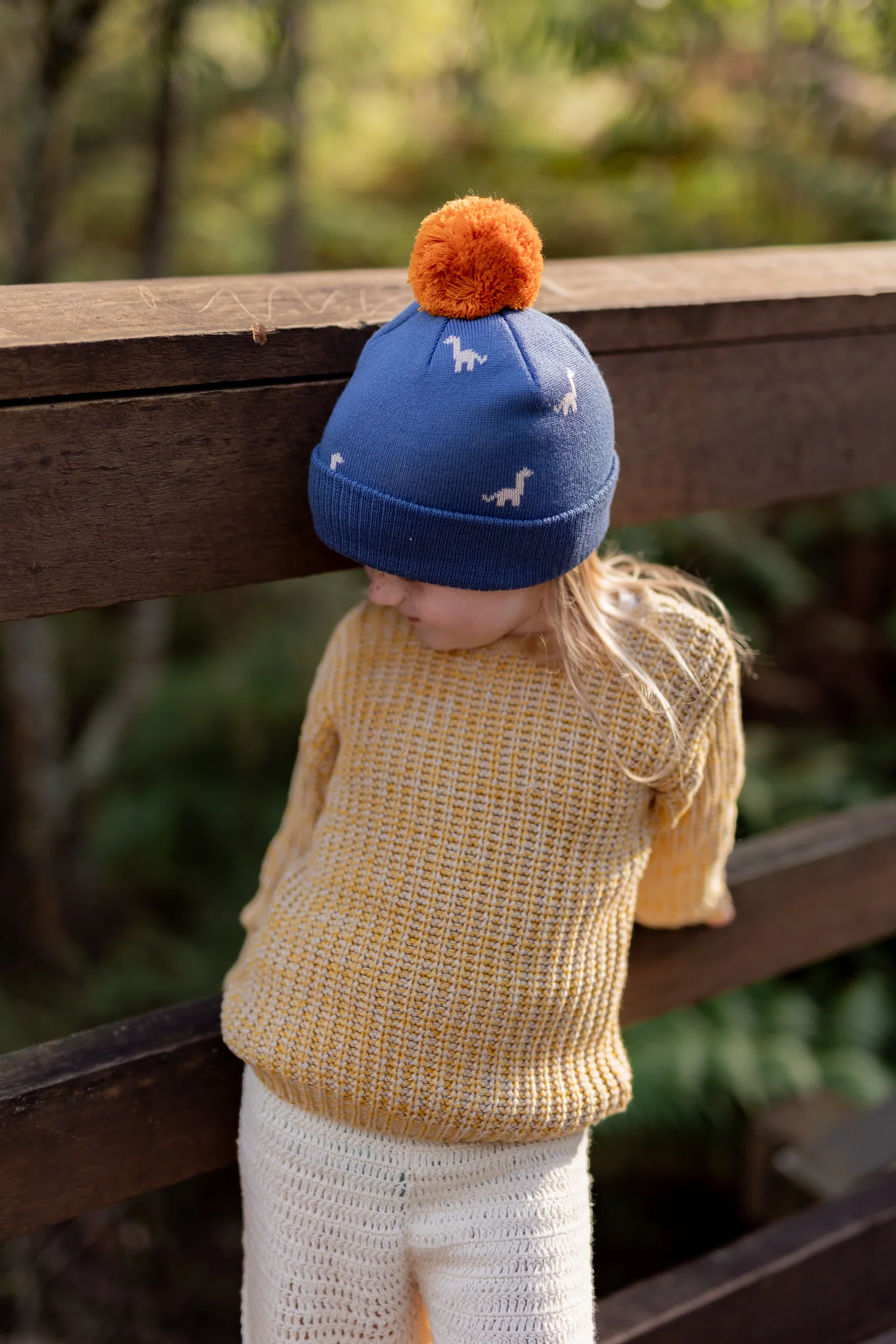 Acorn Brontosaurus Merino Beanie Blue - Image 3
