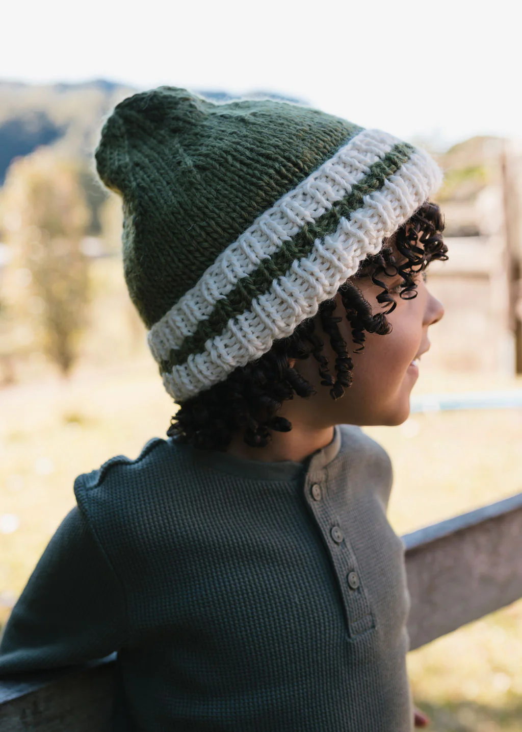 Denmark Beanie Khaki and Cream - Image 2