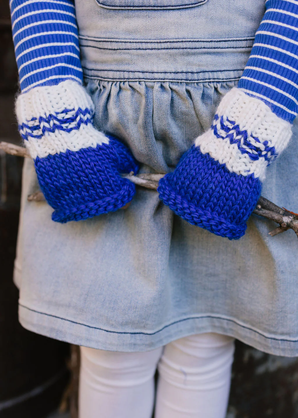Denmark Mittens Blue and Cream - Image 2