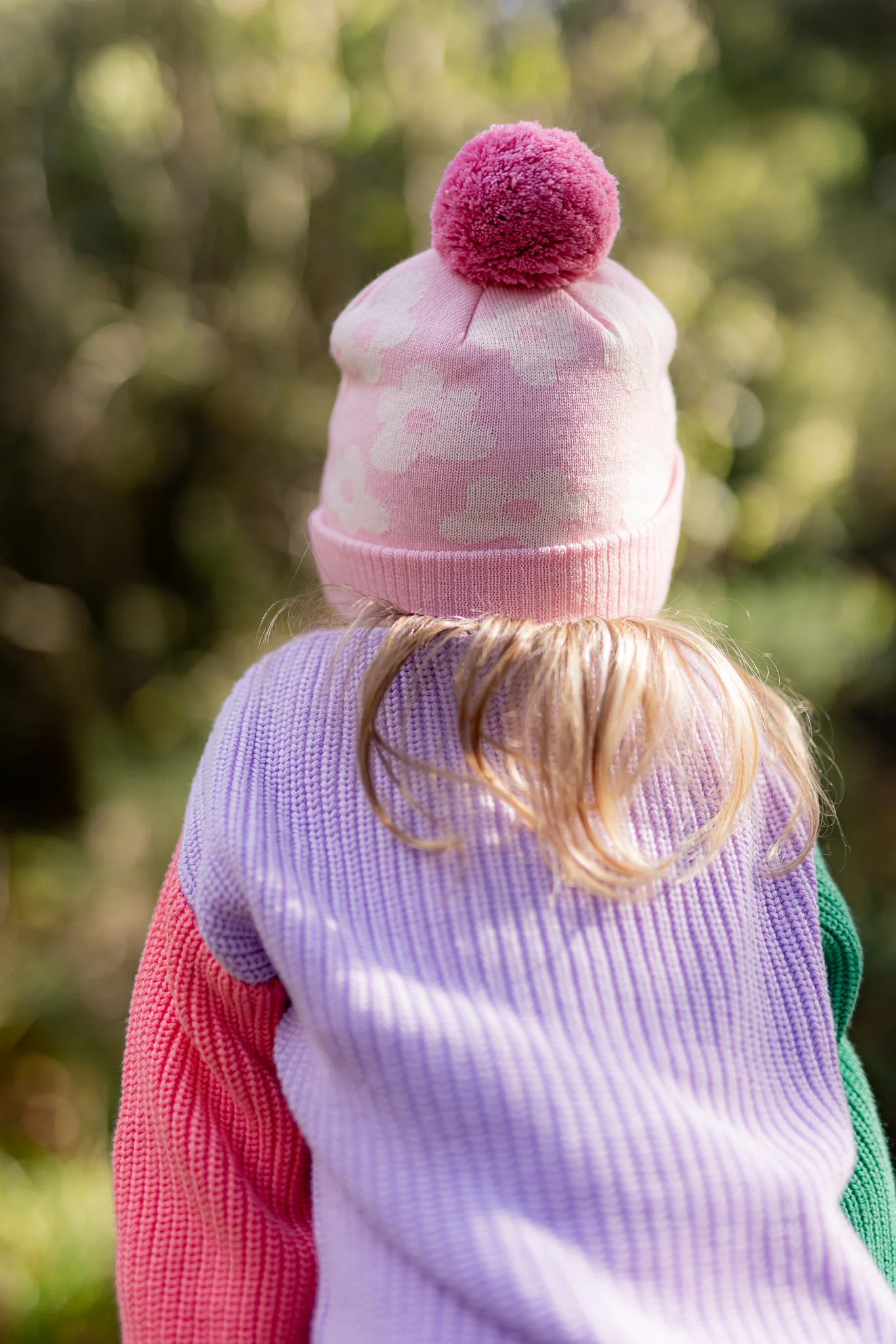 Acorn Flower Power Merino Beanie Candy Pink - Image 4