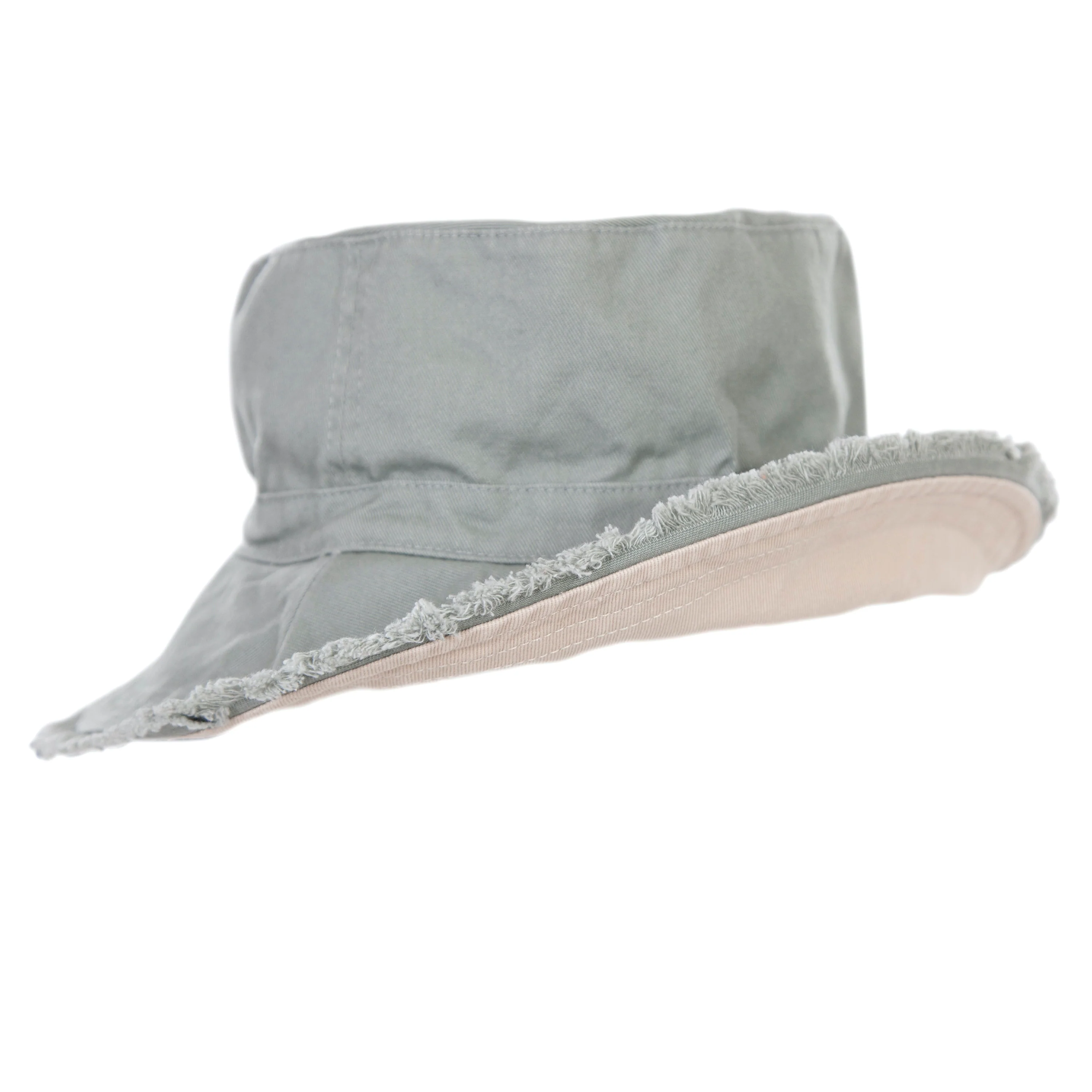 Khaki Frayed Bucket Hat - Image 7