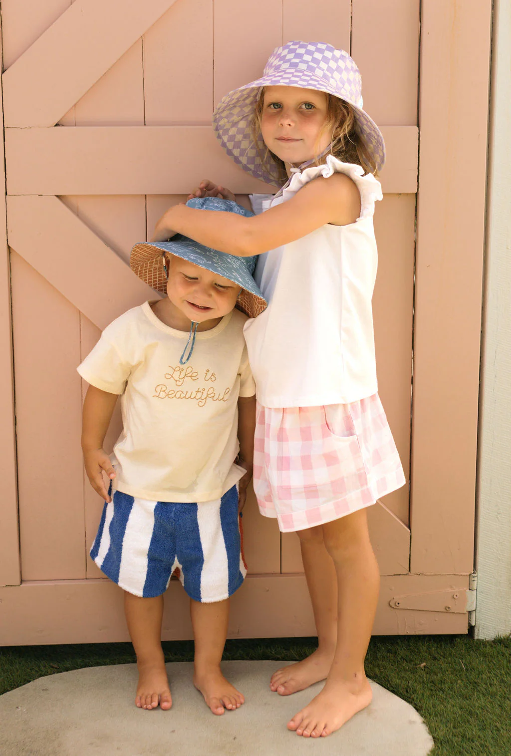 Lavender Checks Broad Brim Bucket Hat - Image 7