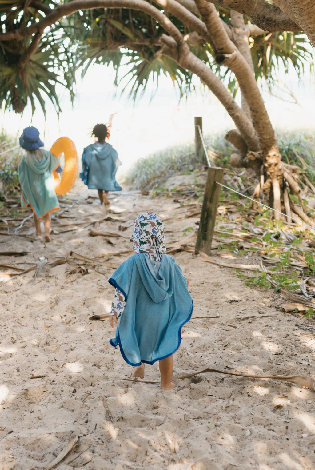 Mid Blue Terry Towling Hooded Towel - Image 3