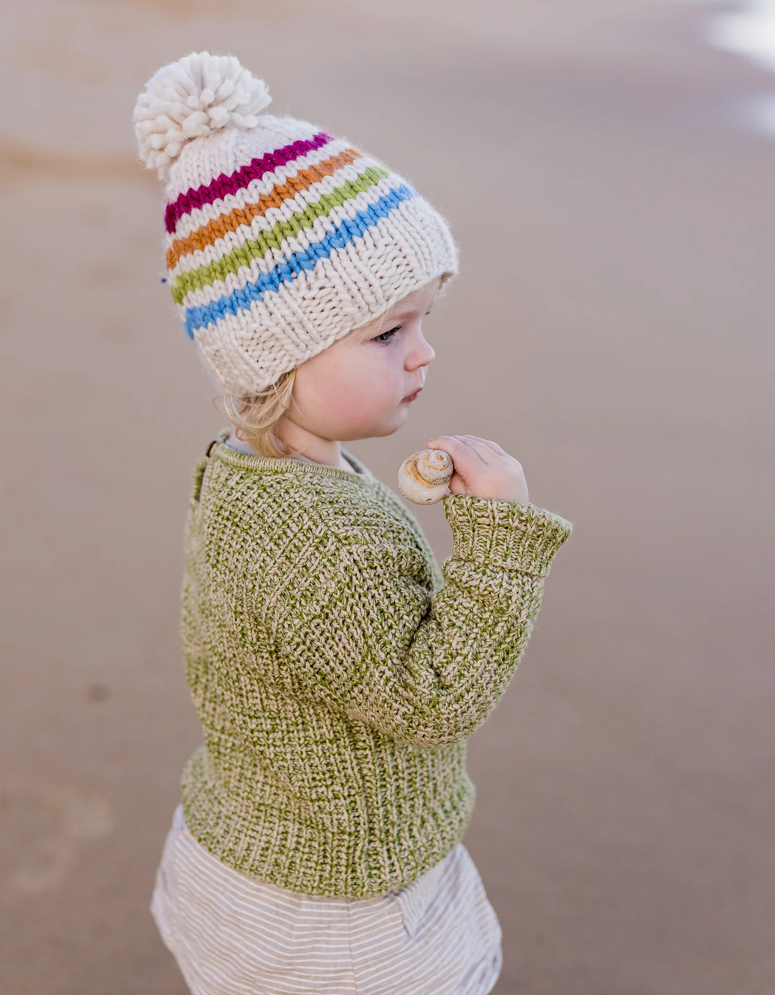 Acorn Rainbow Stripe Beanie - Natural - Image 3