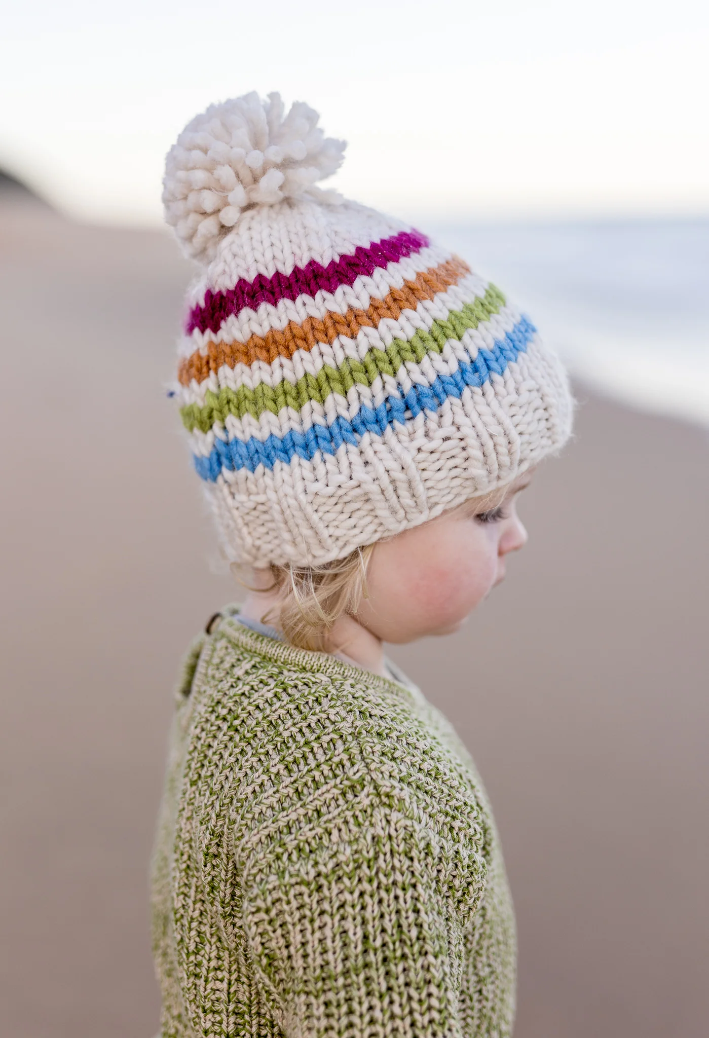Acorn Rainbow Stripe Beanie - Natural - Image 5