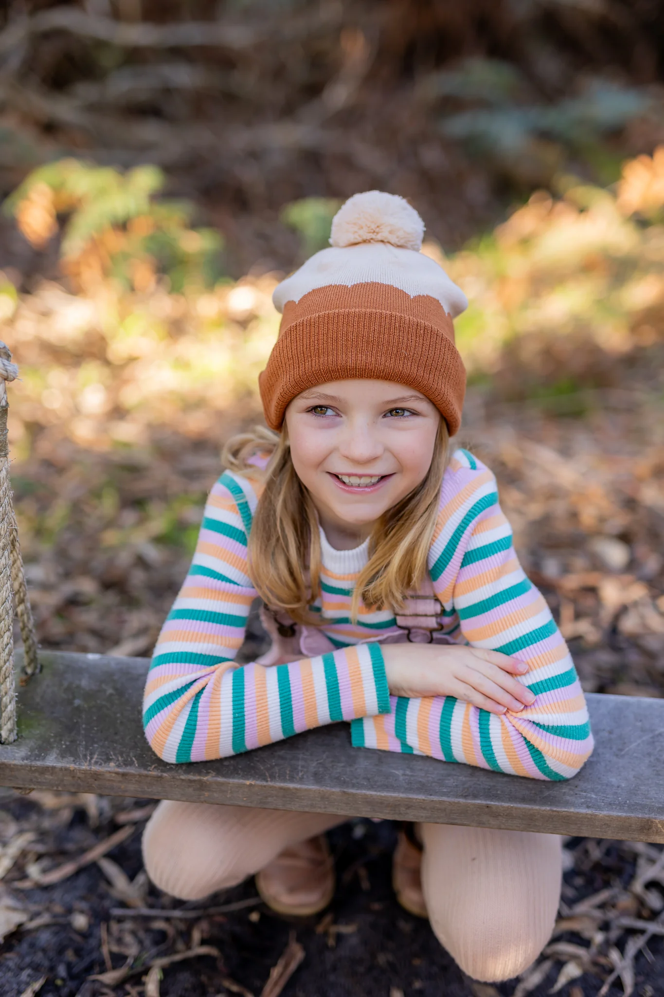 Acorn Scalloped Merino Beanie Caramel - Image 3