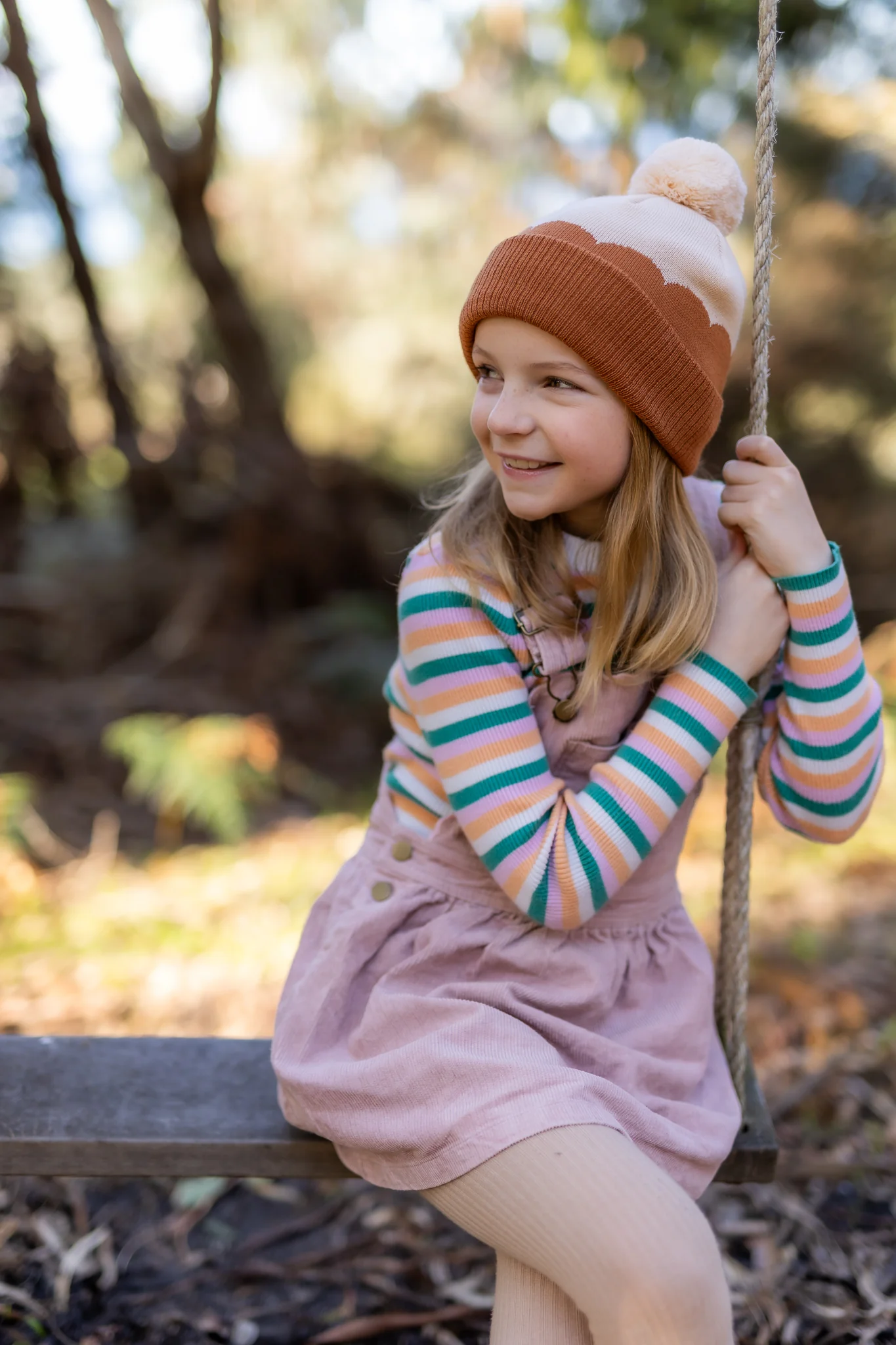 Acorn Scalloped Merino Beanie Caramel - Image 4