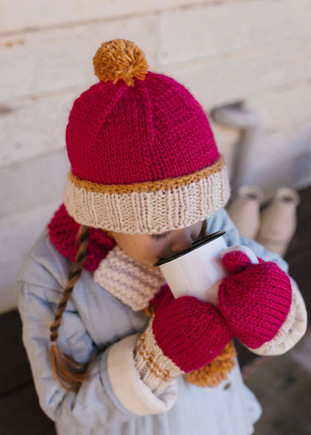 Teddy Beanie Fushcia and Caramel - Image 2