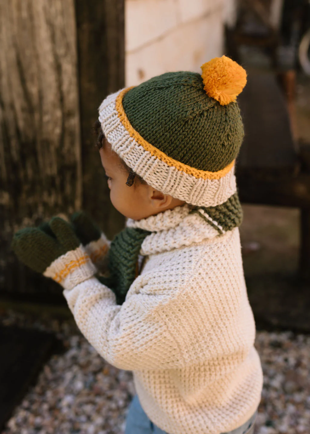 Teddy Beanie Khaki and Gold - Image 3