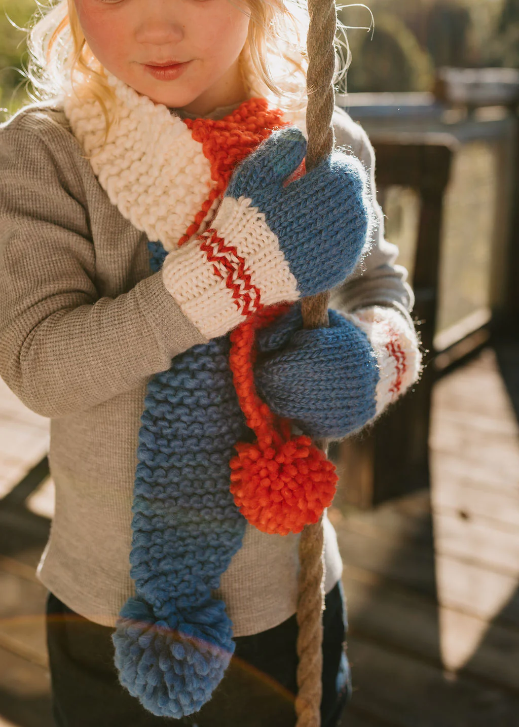 Teddy Mittens Blue and Red - Image 2