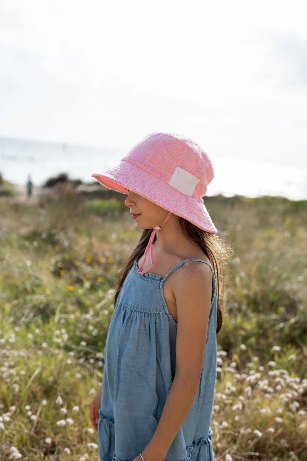 Terry Towelling Bucket Hat - Light Pink - Image 3