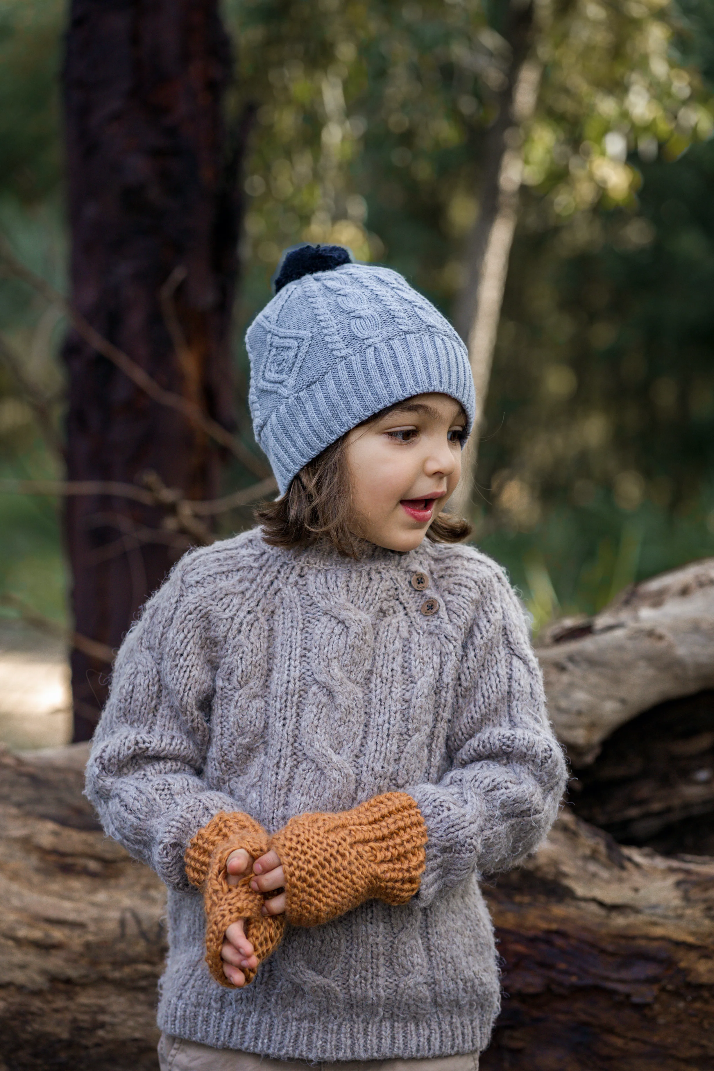 Cable Knit Beanie - Grey - Image 3