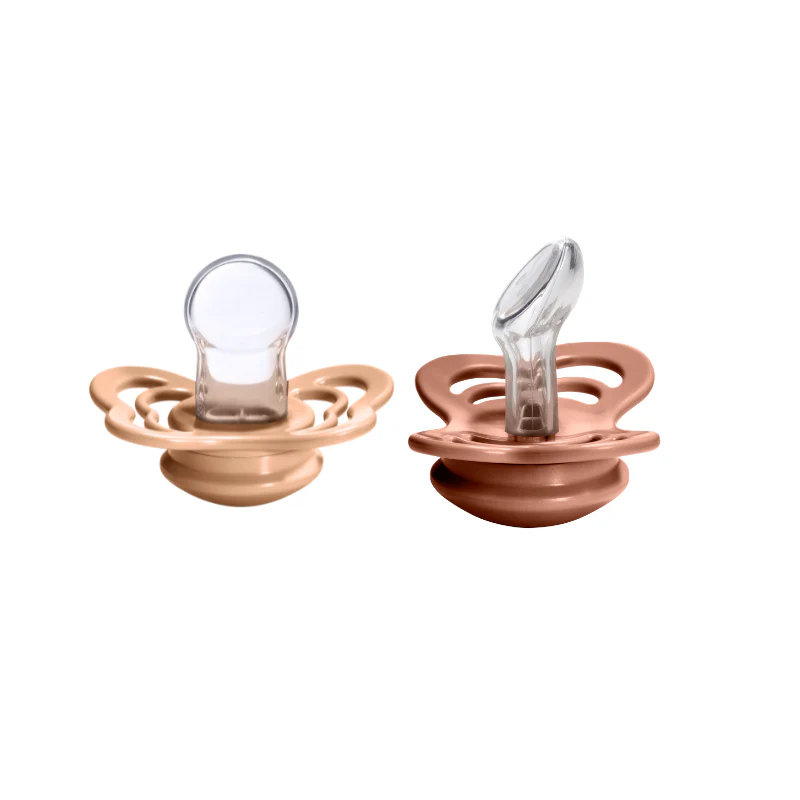 Couture Silicone Pacifier 2 Pack  - Peach/Woodchuck