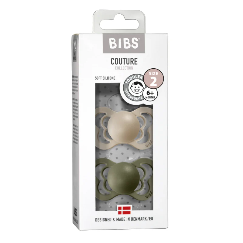 Couture Silicone Pacifier 2 Pack  - Vanilla/Olive - Image 4
