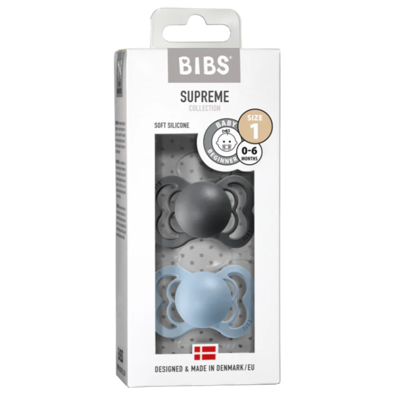 Supreme Silicone Pacifier 2 Pack - Iron/Baby Blue - Image 2