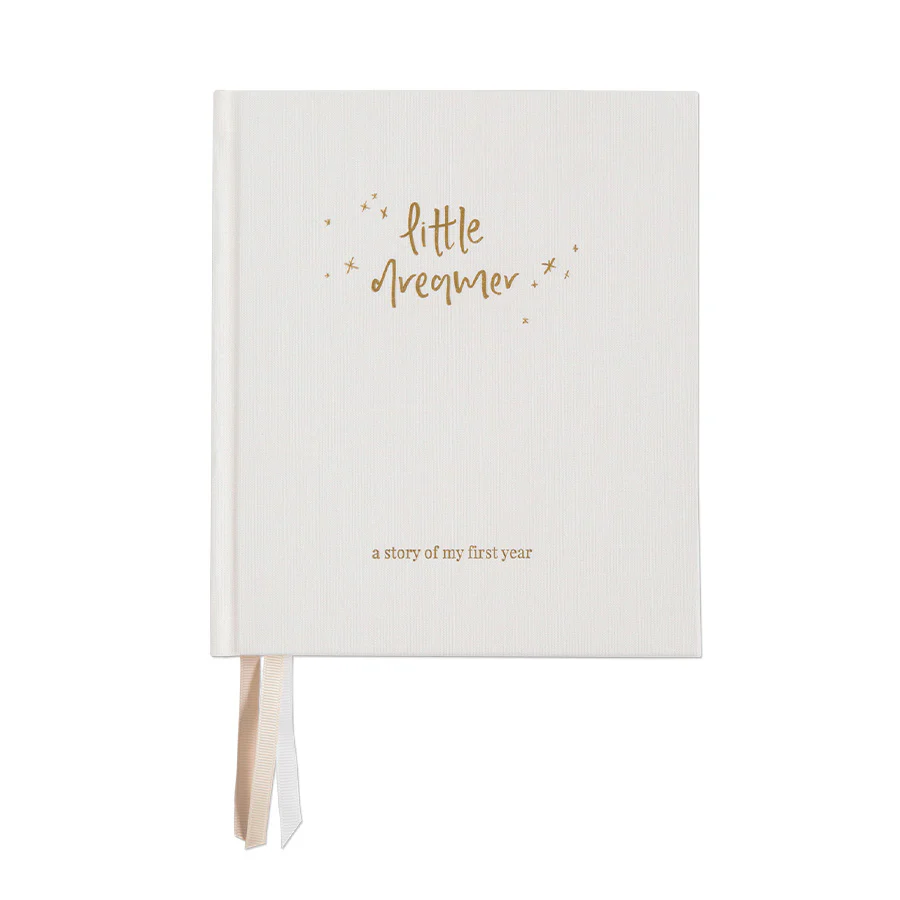 Boxed Linen Cover Luxe Baby Journal - Cloud
