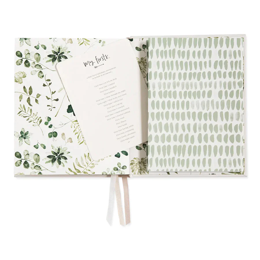 Boxed Linen Cover Luxe Baby Journal - Cloud - Image 2