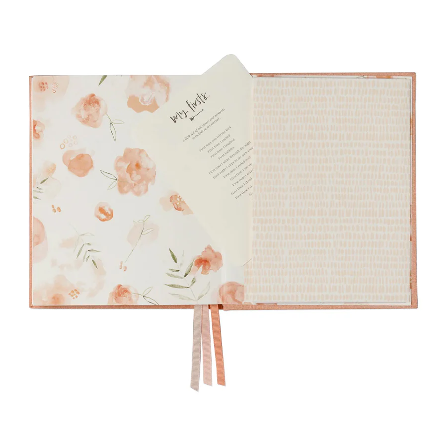 Boxed Linen Cover Luxe Baby Journal - Petal - Image 2