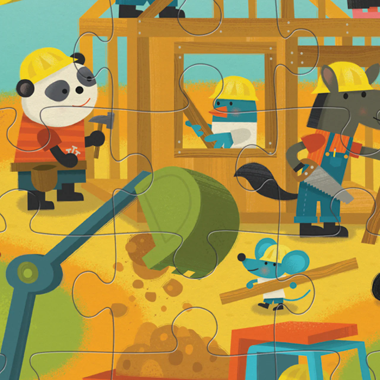 Classic Floor Puzzle 36 Piece - Busy Builders - Image 2