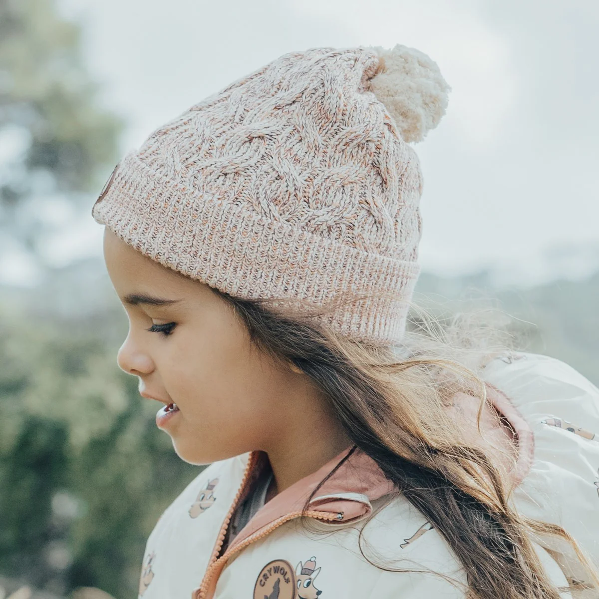 Crywolf Pom Pom Beanie - Blush Speckle - Image 2