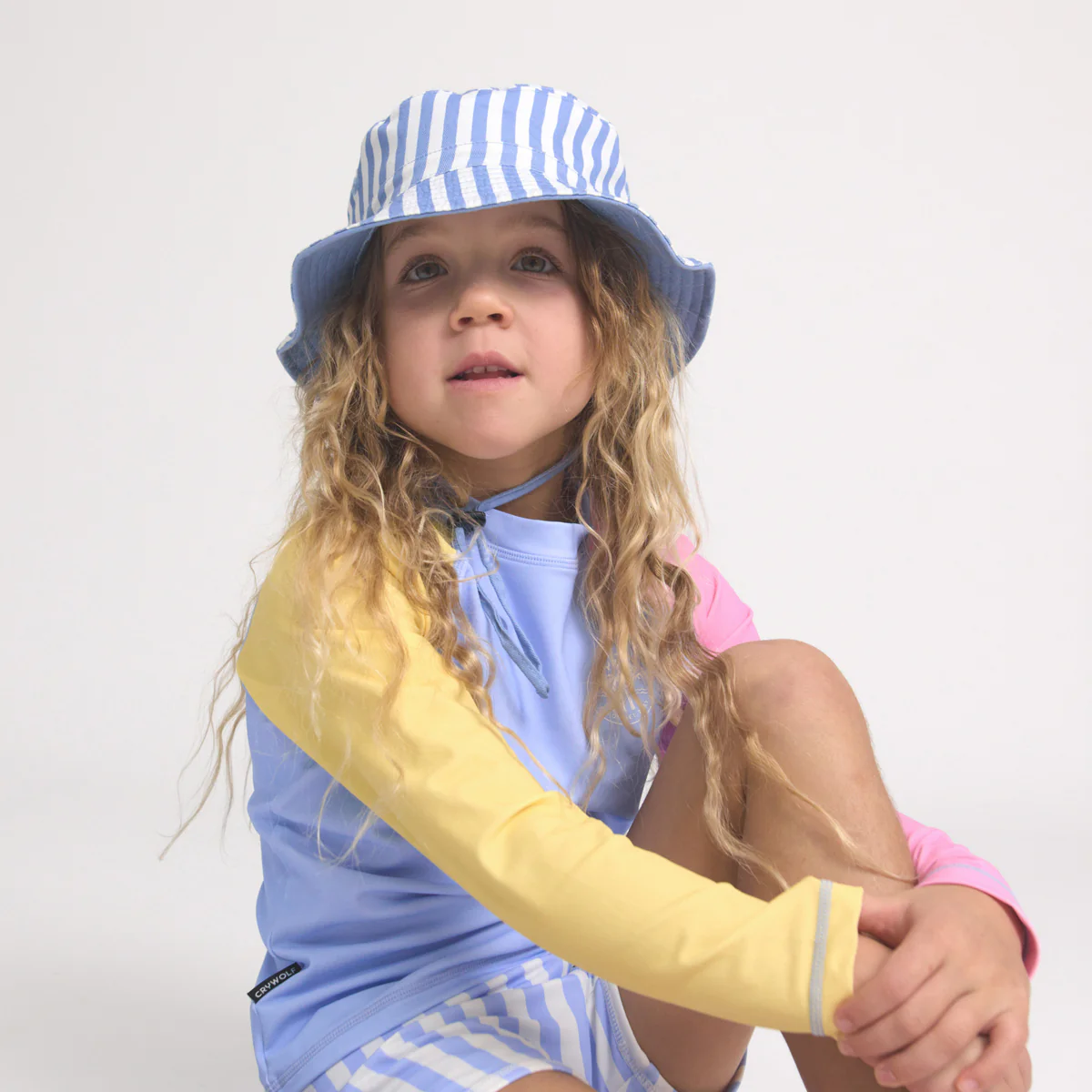 Reversible Bucket Hat - Sky Blue Stripe - Image 4