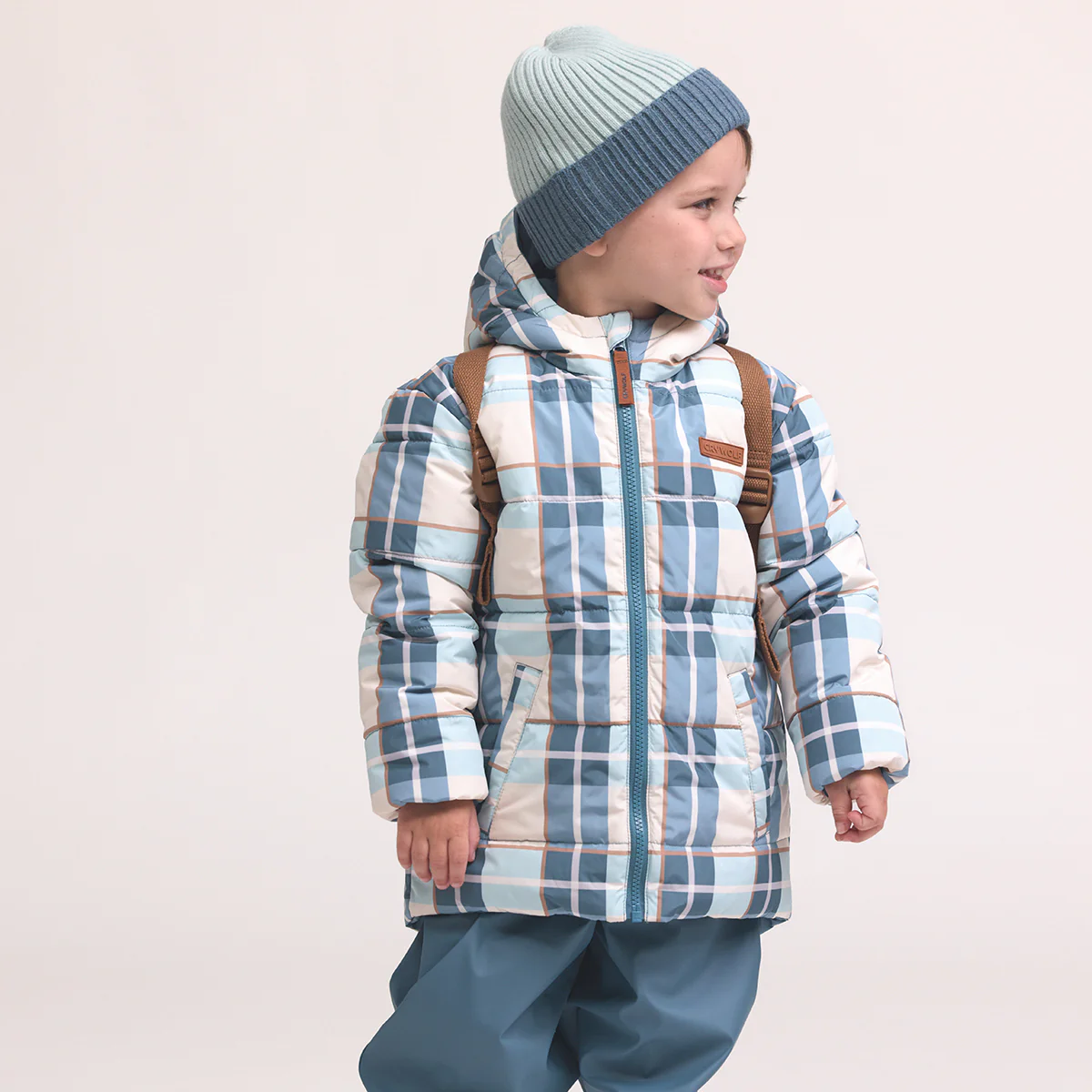 Reversible Eco-Puffer Blue Plaid - Image 2