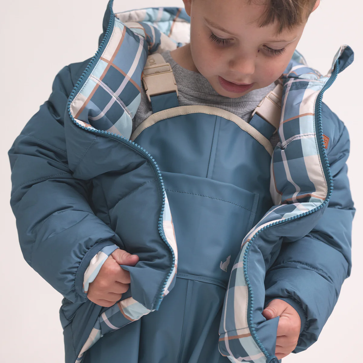Reversible Eco-Puffer Blue Plaid - Image 4