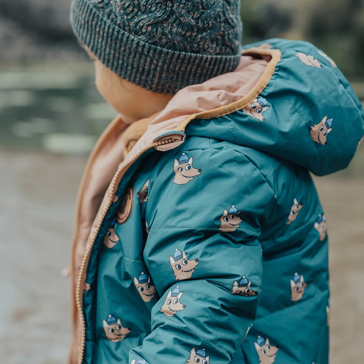 Reversible Eco Puffer - Tan Wolf - Image 4