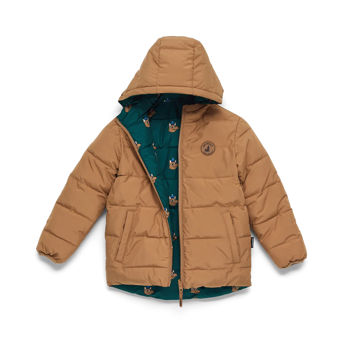Reversible Eco Puffer - Tan Wolf - Image 9