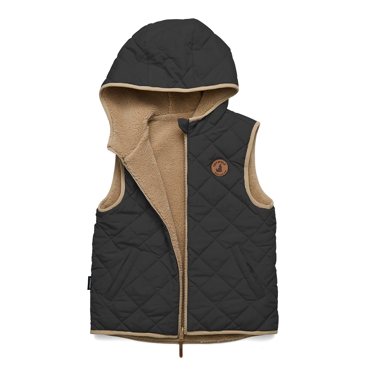Reversible Yeti Vest - Black/Camel - Image 6