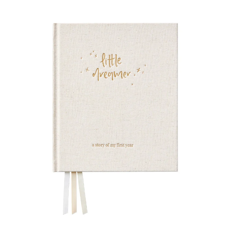 Boxed Linen Cover Luxe Baby Journal - Stardust