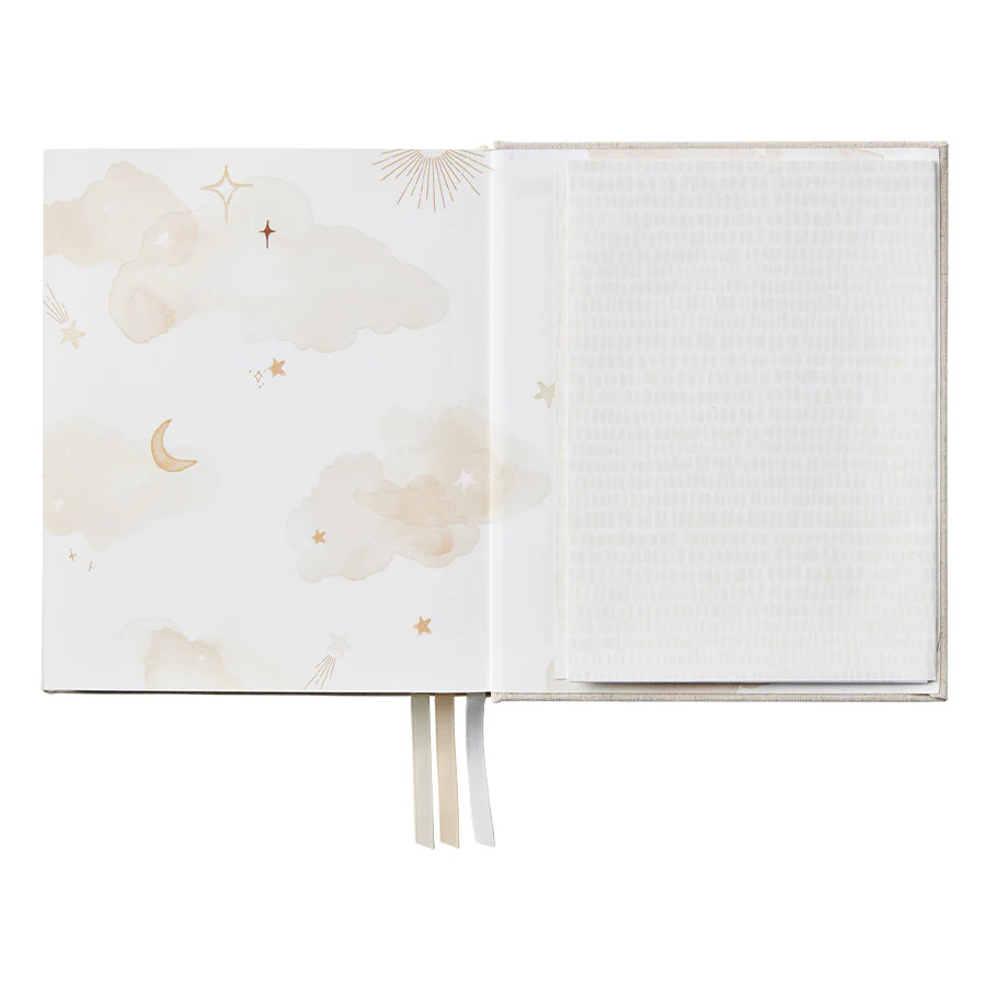 Boxed Linen Cover Luxe Baby Journal - Stardust - Image 2