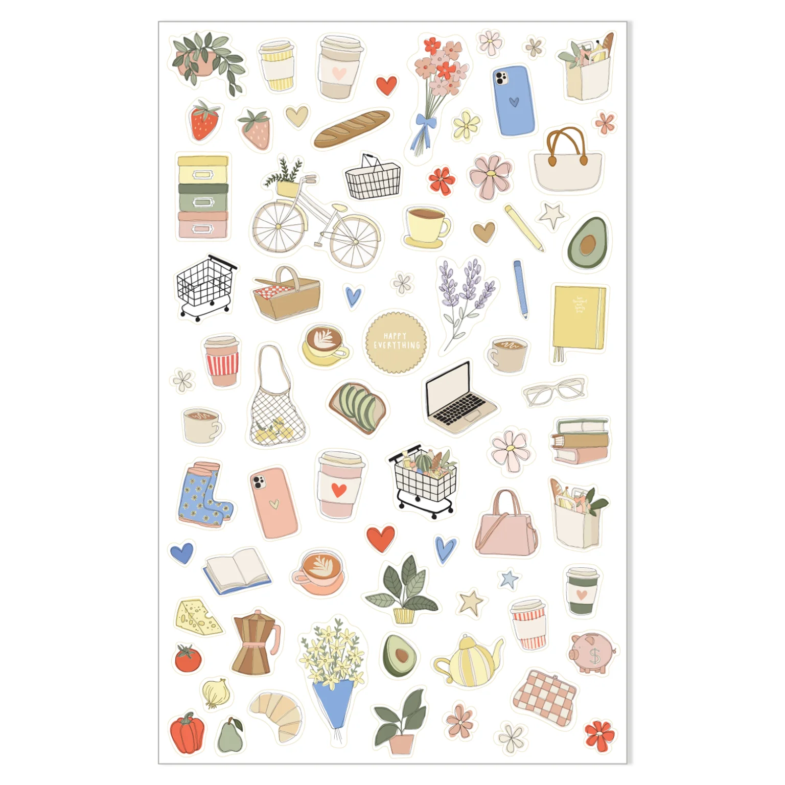 Illustrated Stickers | Daily Life | 2 Sheets | 2024