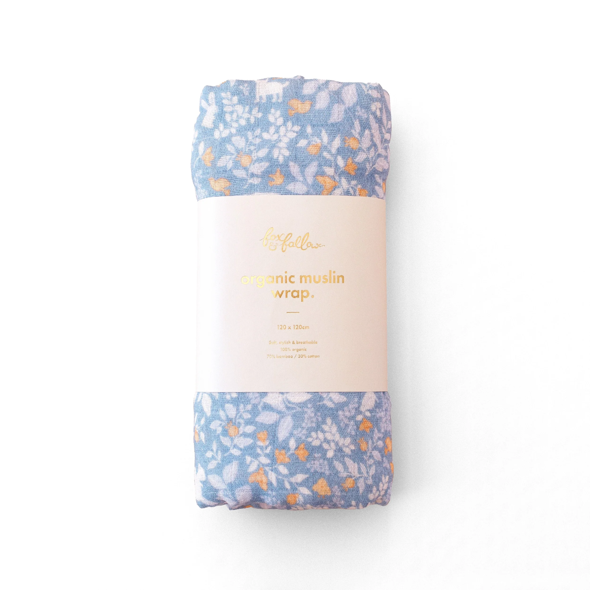Organic Muslin Wrap - Forest Friends Cornflower