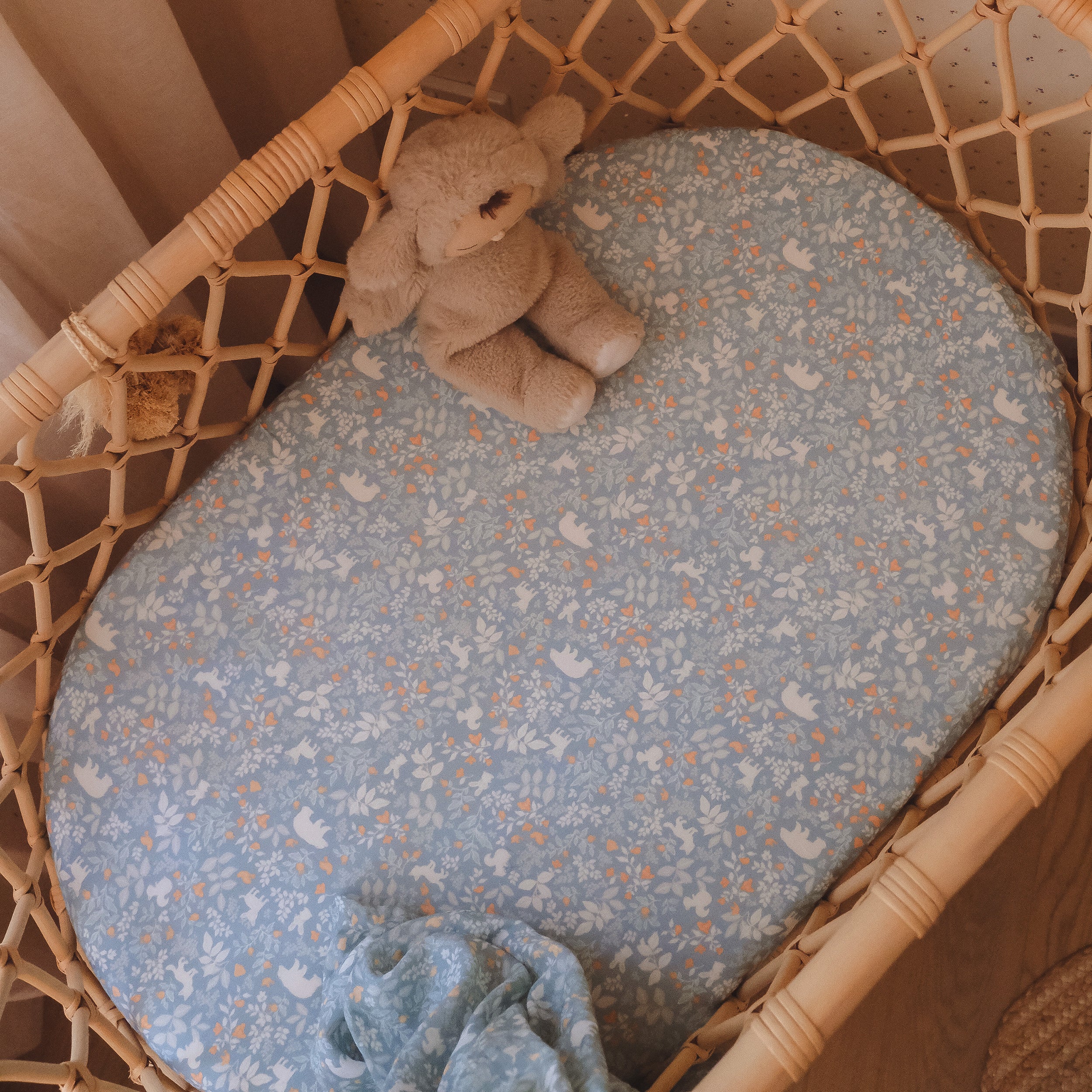 Organic Muslin Wrap - Forest Friends Cornflower - Image 4