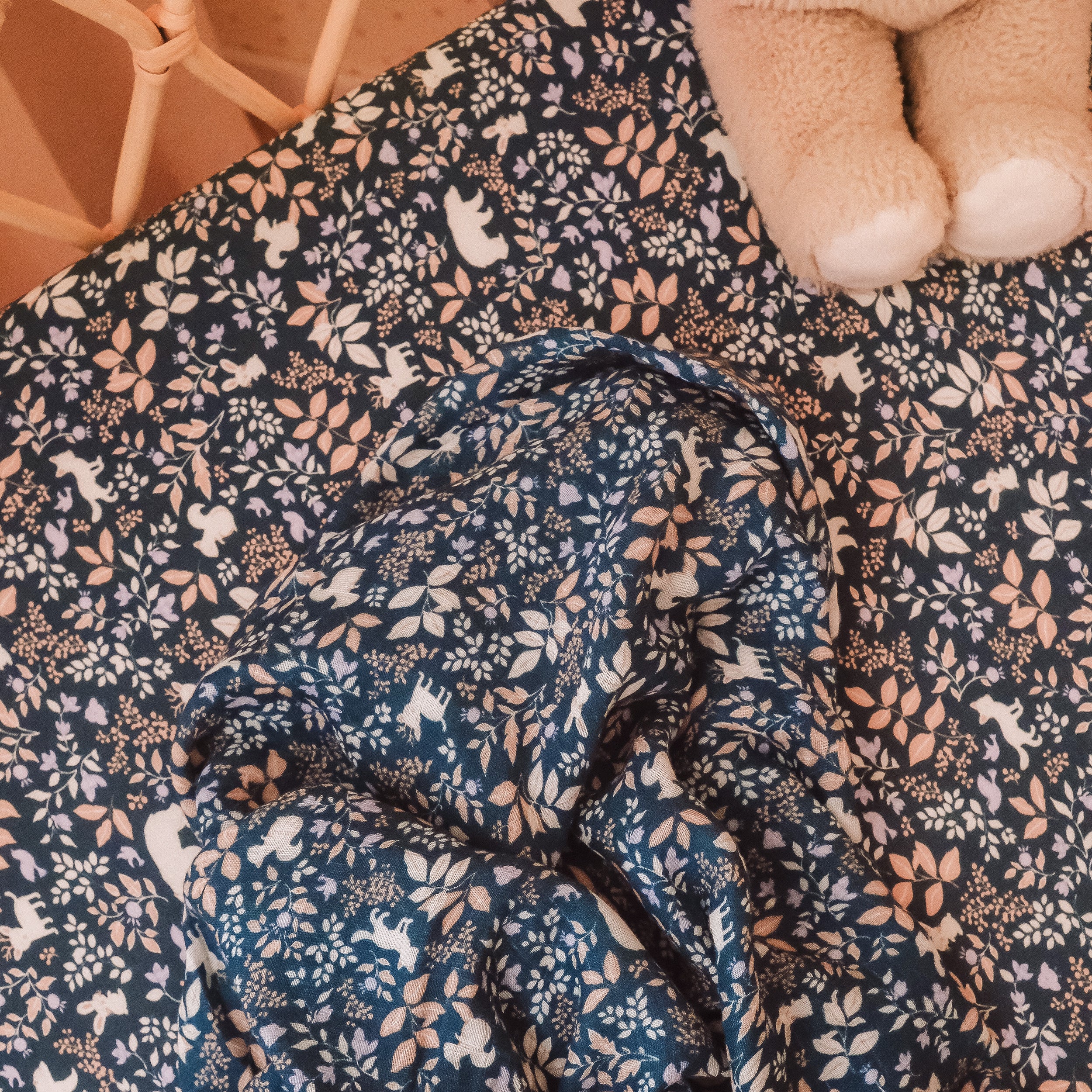 Organic Muslin Wrap - Forest Friends Midnight - Image 5