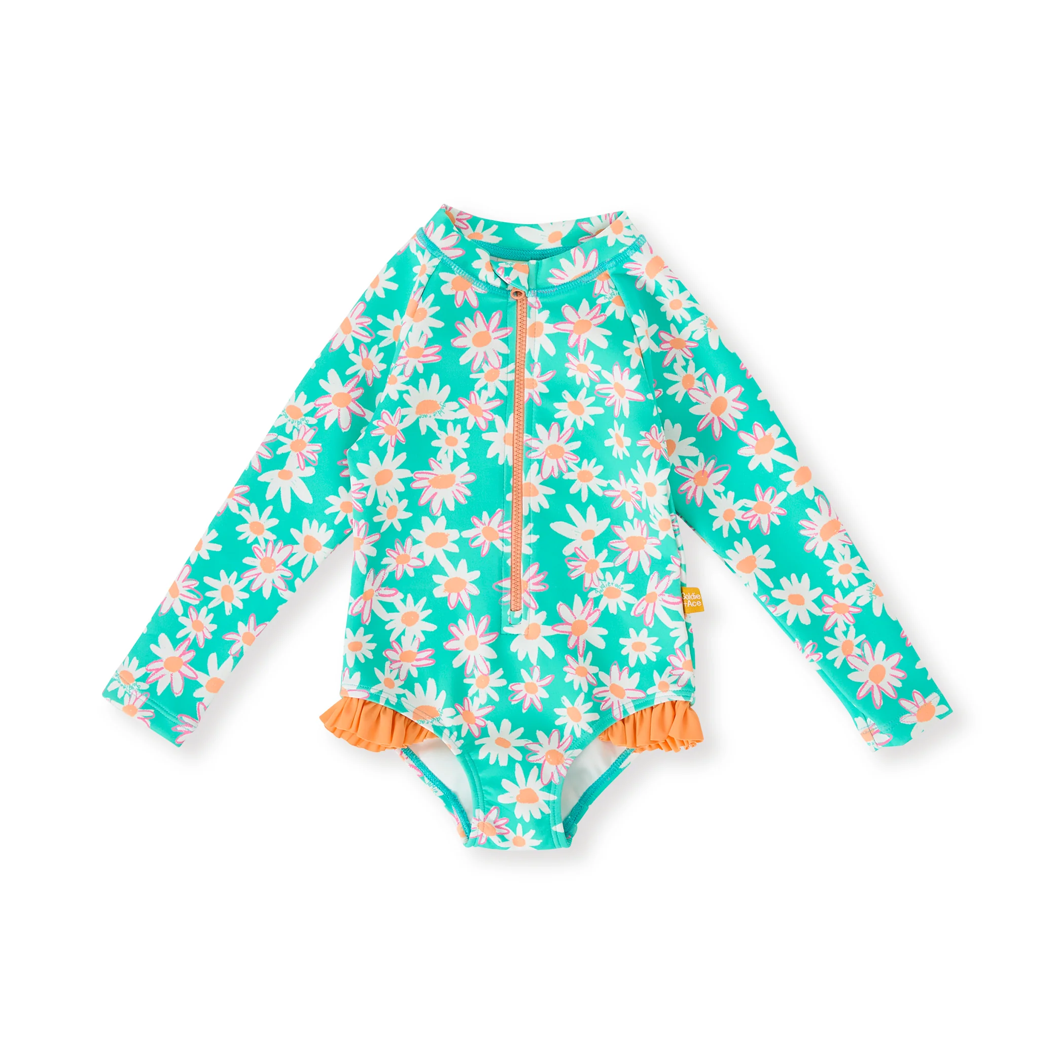 Goldie + Ace Daisy Patch Long Sleeve Swimsuit Frill