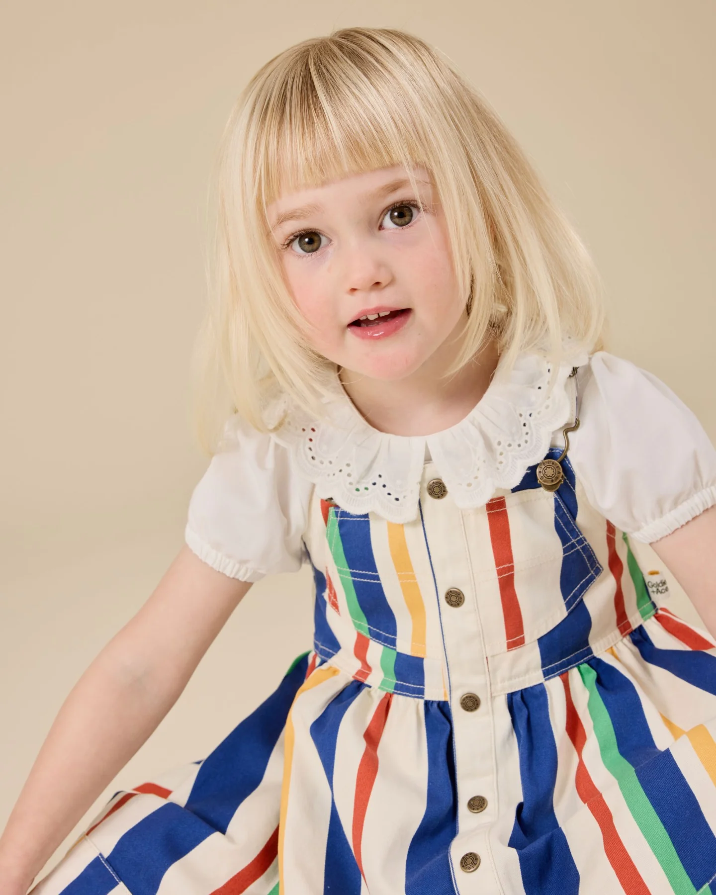 Heidi Denim Pinafore Dress - 90'S Bold Stripe - Image 2