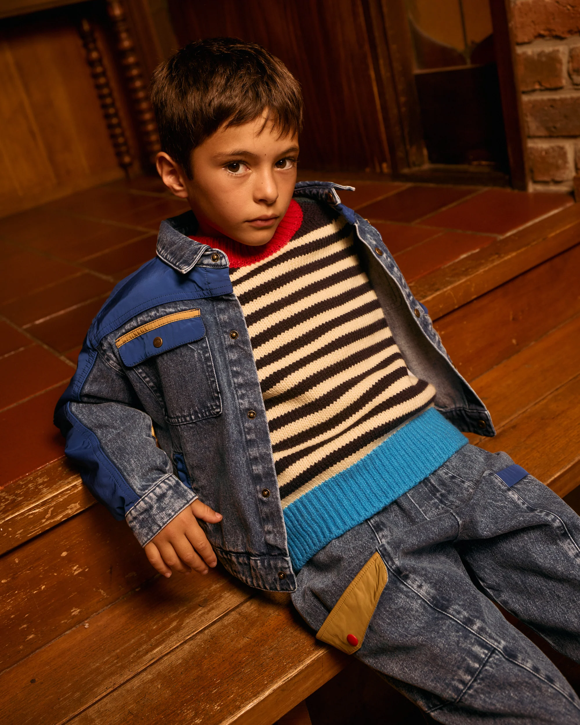 Colour Block Vintage Denim Jacket - Image 6