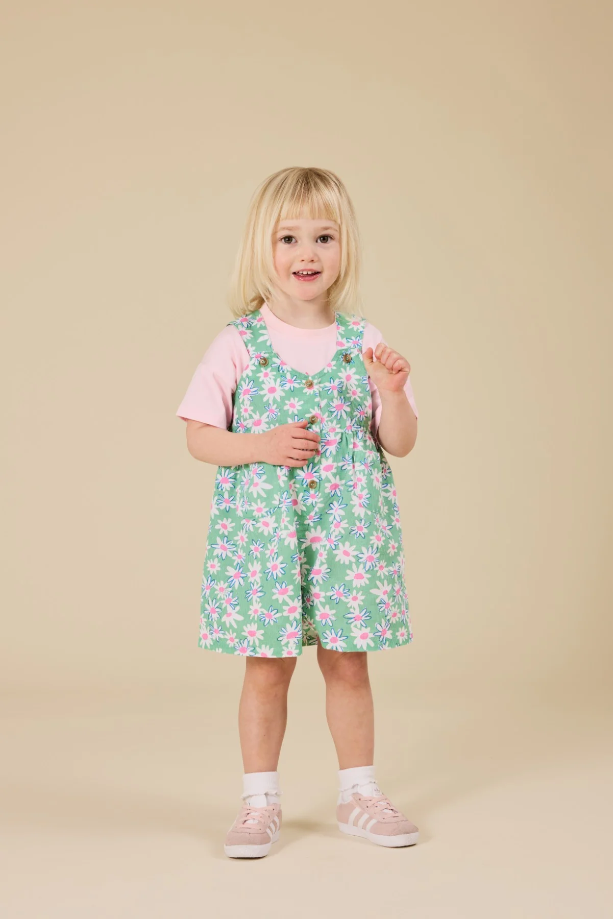 Goldie + Ace Daisy Patch Sara Shortalls - Moss - Image 2