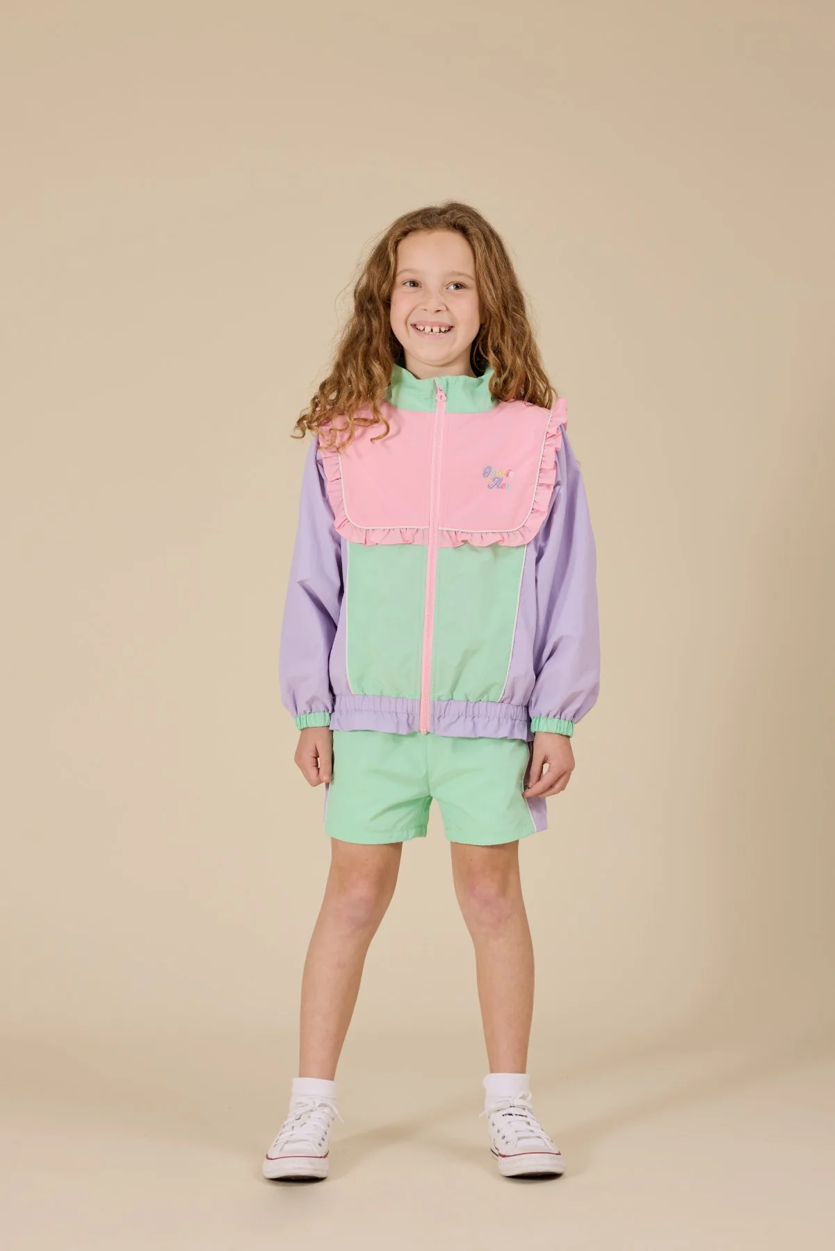 Goldie + Ace Frill Seekers Retro Spray Jacket - Lilac/Rose/Peapod - Image 2