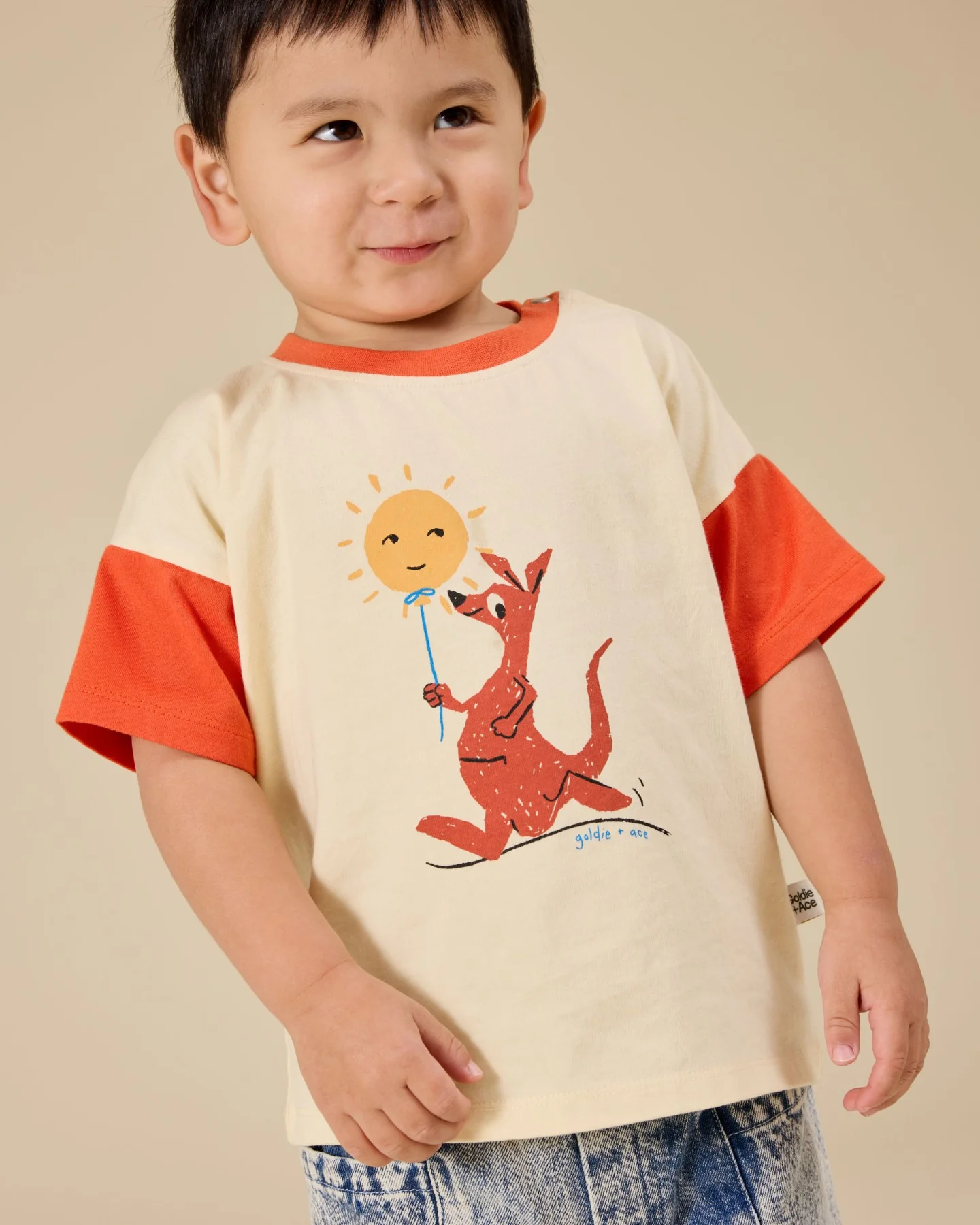 Goldie + Ace Hop Skip Jump T-Shirt - Vanilla/Apple Red - Image 4