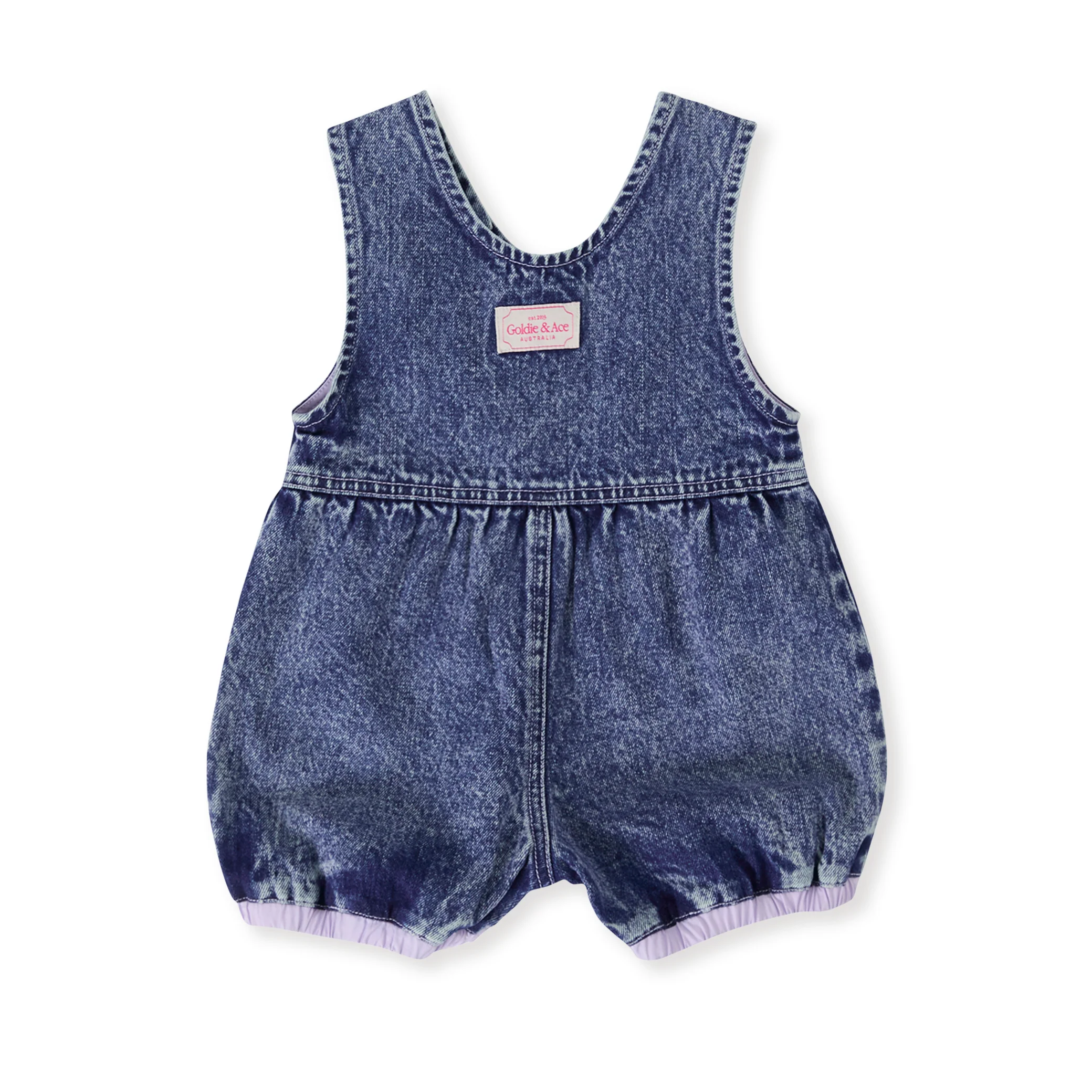 Nina Pastel Petals Denim Romper  - Dark Denim - Image 4