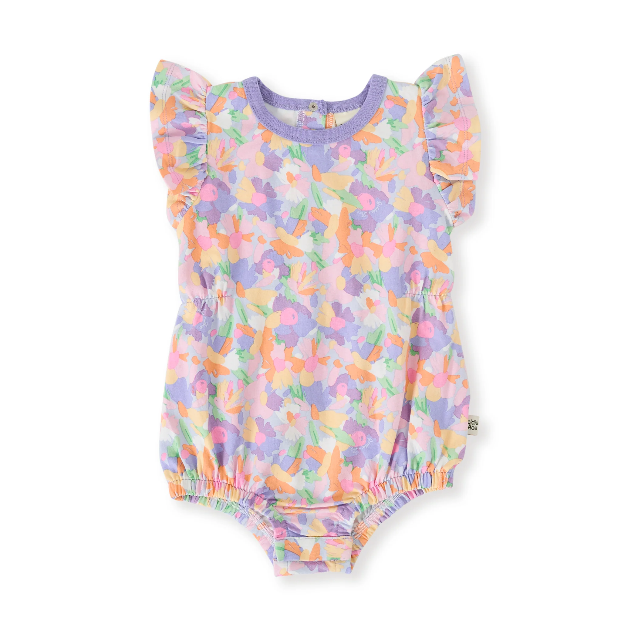 Goldie + Ace Pastel Bouquet Frill Bubble Romper - Lilac Multi
