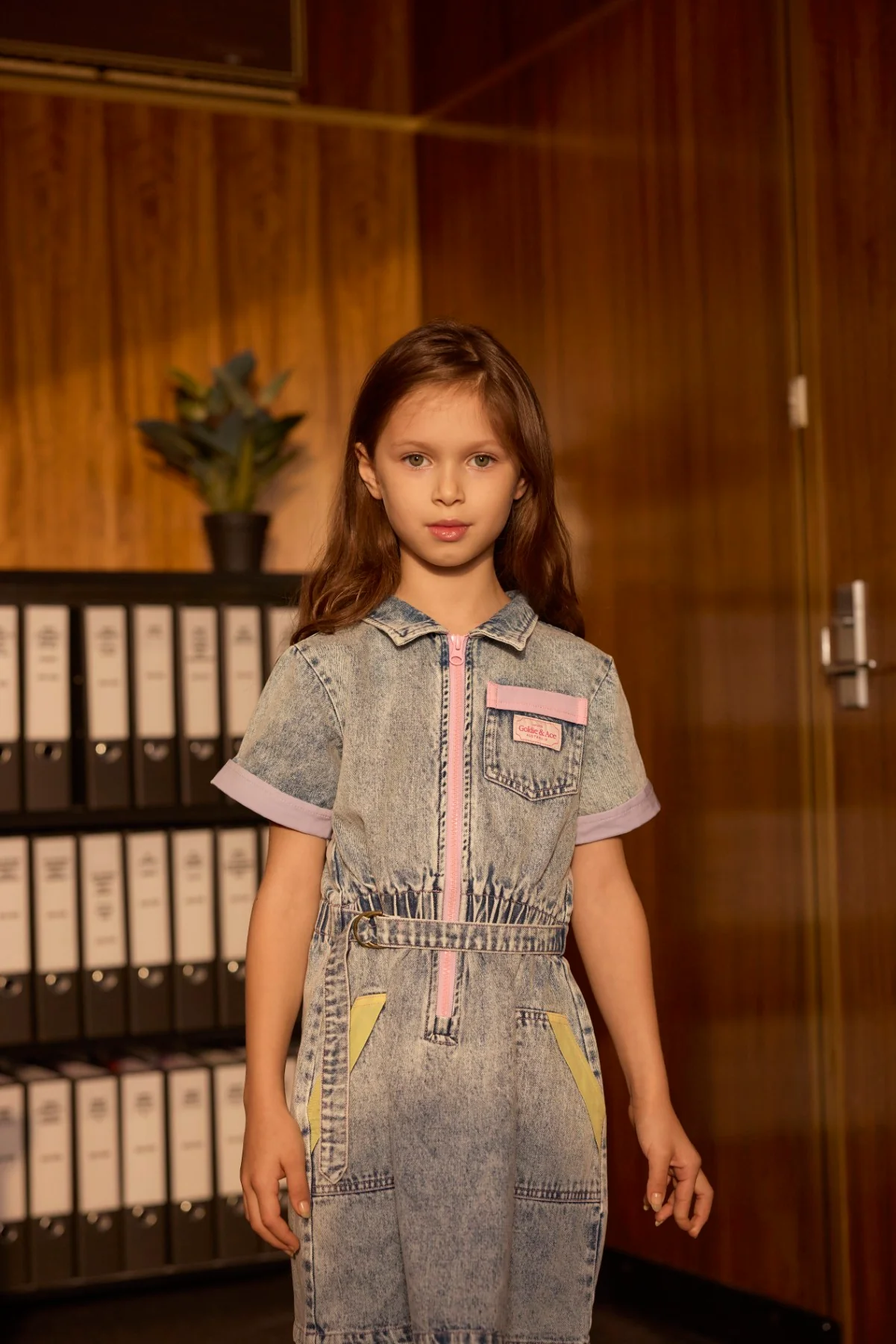 Pastel Pop Piper Denim Belted Dress - Light Denim - Image 3