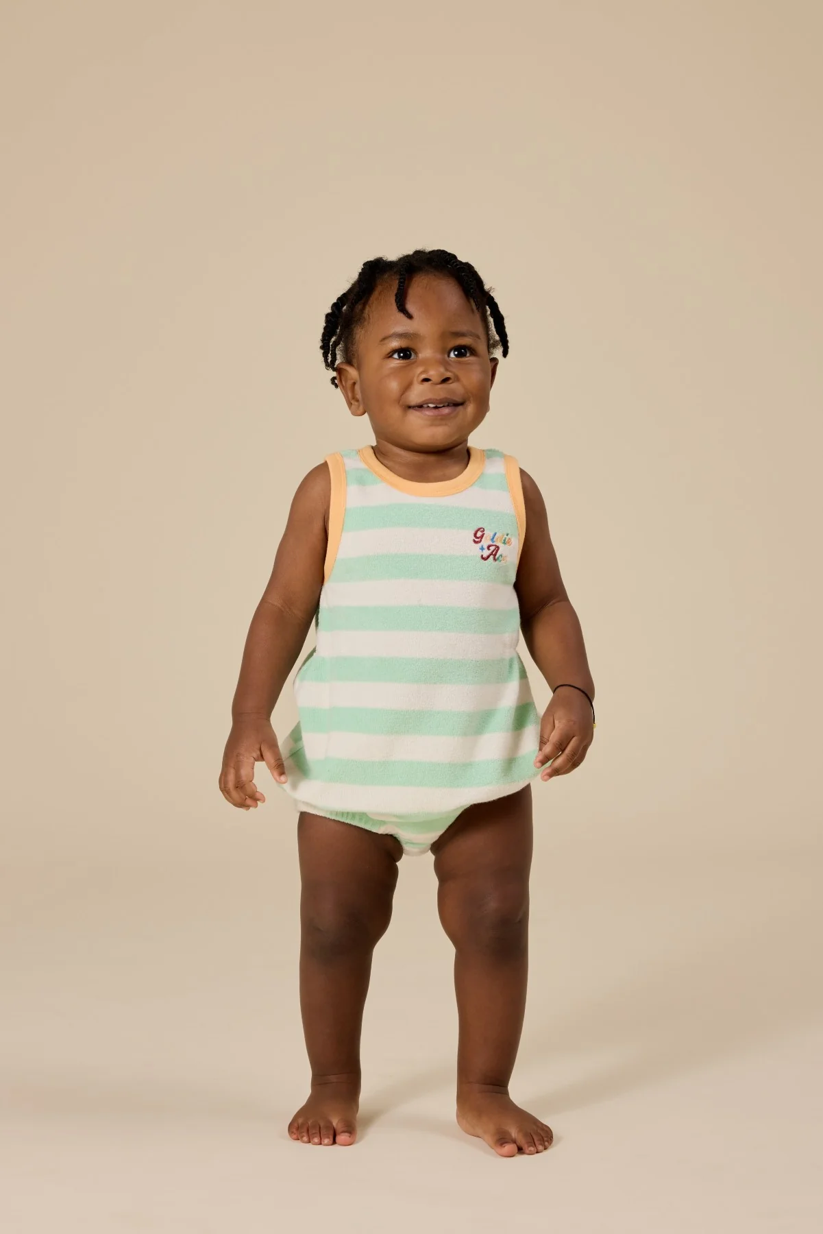 Peas In A Pod Stripe Bubble Romper - Peapod/Cloud - Image 2
