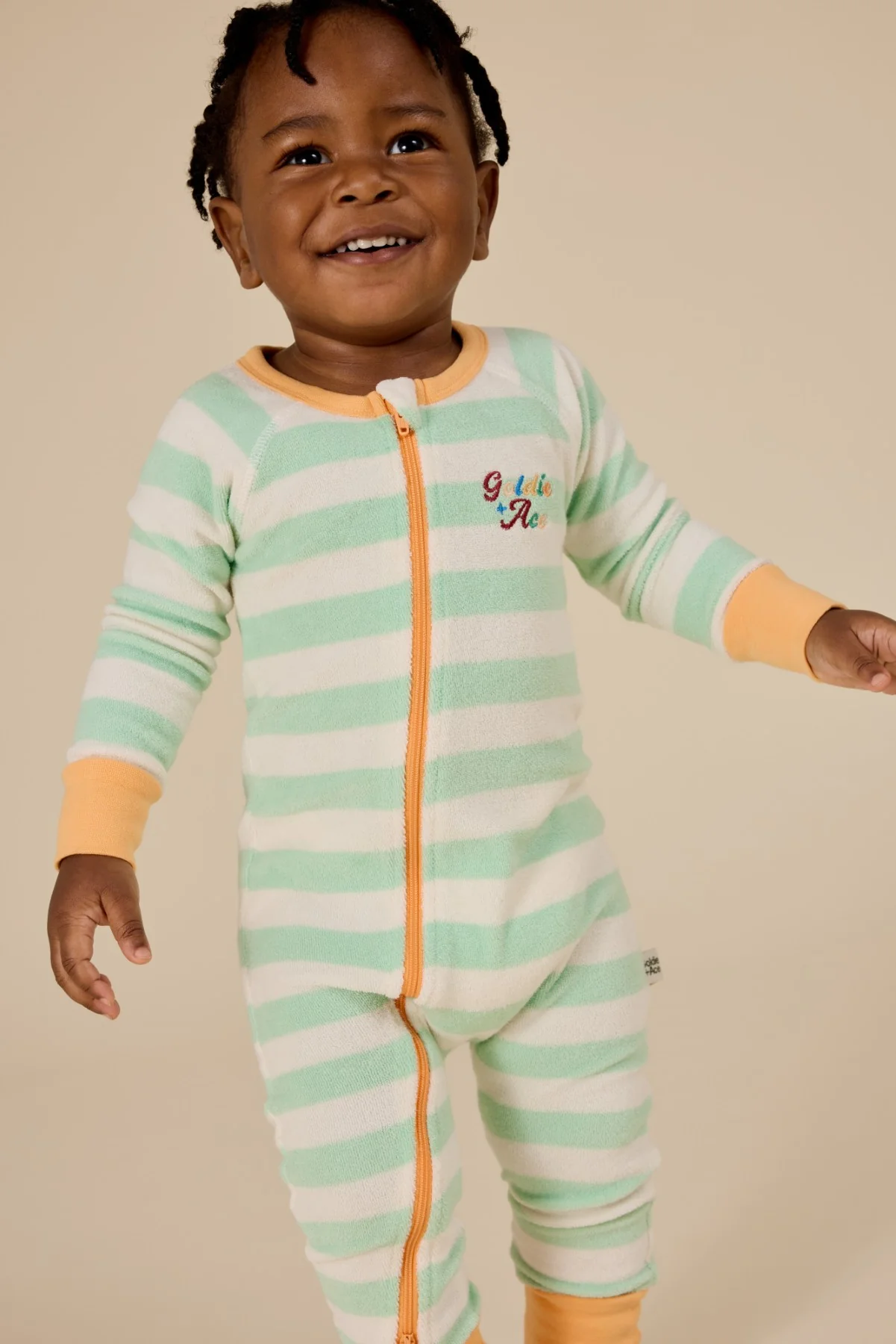Peas In A Pod Stripe Zipsuit - Peapod/Cloud - Image 3