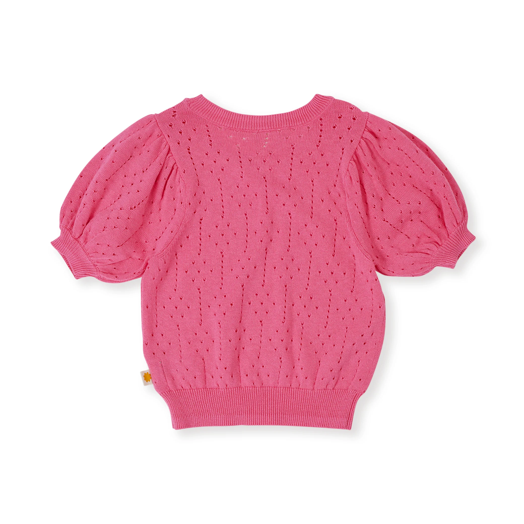Pointelle Puff Knit Top - Pink Lemonade - Image 4