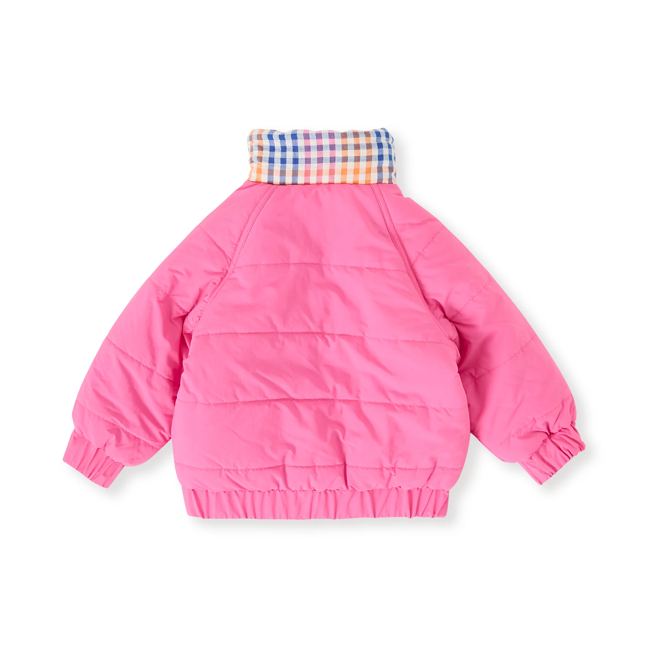 Goldie + Ace Rainbow Gingham Reversible Puffer Jacket - French Rose/Rainbow - Image 7